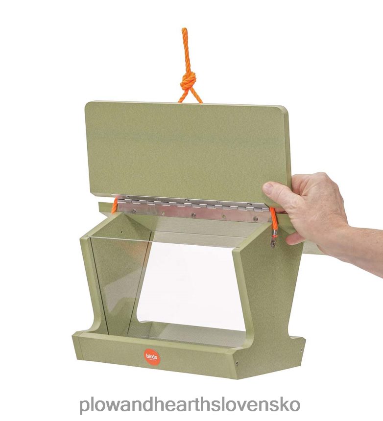 Plow & Hearth farebné kŕmidlo pre vtáky z recyklovaného poly-reziva v štýle násypky - žlté 6P208P748 dvor a záhrada