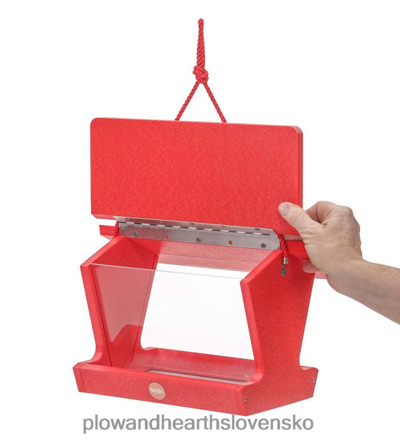 Plow & Hearth farebné kŕmidlo pre vtáky z recyklovaného poly-reziva v štýle násypky - žlté 6P208P748 dvor a záhrada