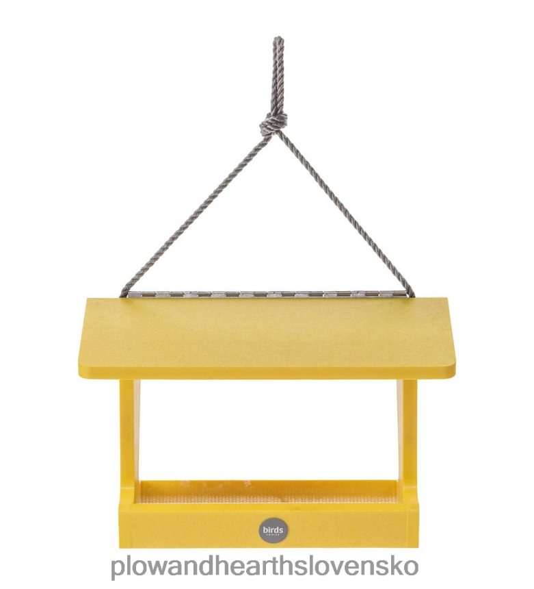 Plow & Hearth farebné kŕmidlo pre vtáky z recyklovaného poly-reziva v štýle násypky - žlté 6P208P748 dvor a záhrada