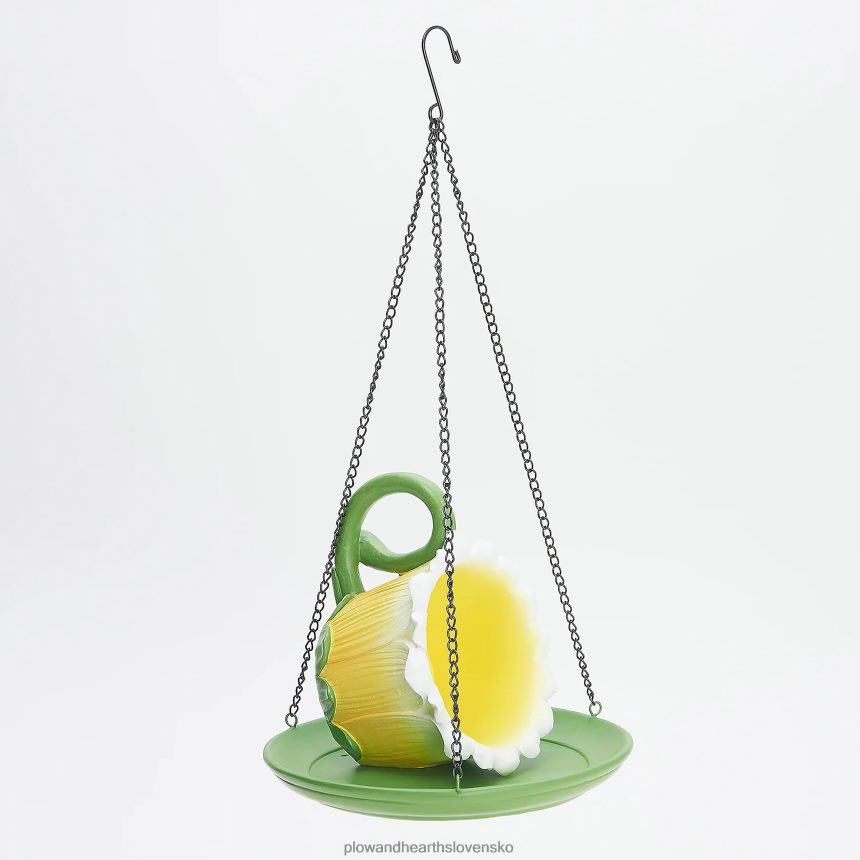 Plow & Hearth živicová šálka kŕmidlo pre vtáky, žltá 6P208P788 dvor a záhrada