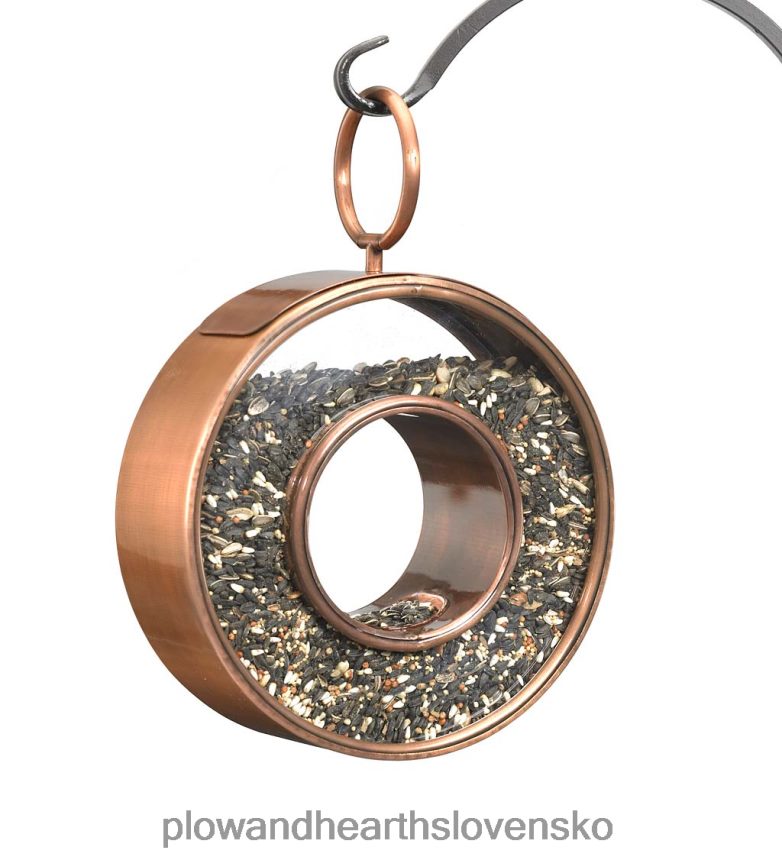 Plow & Hearth starožitné medené závesné okrúhle kŕmidlo pre vtáčiky - medené 6P208P814 dvor a záhrada