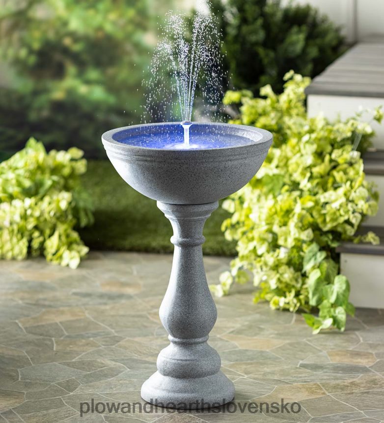 Plow & Hearth Valencia okrúhla bezdrôtová inteligentná fontána s diaľkovým ovládaním 6P208P537 dvor a záhrada