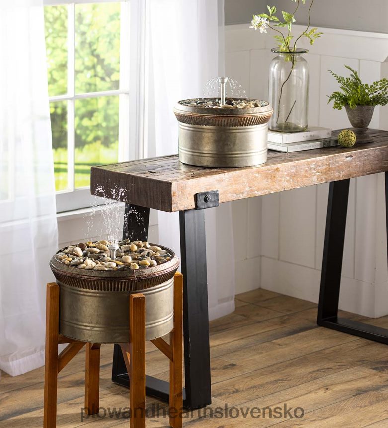 Plow & Hearth Bezdrôtová nabíjateľná súprava inteligentnej fontánovej vody hydria 6P208P91 dvor a záhrada