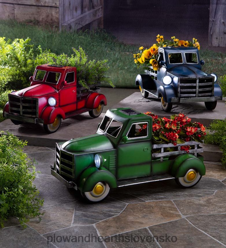 Plow & Hearth Vintage štýl solárny kvetináč - červený 6P208P187 dvor a záhrada