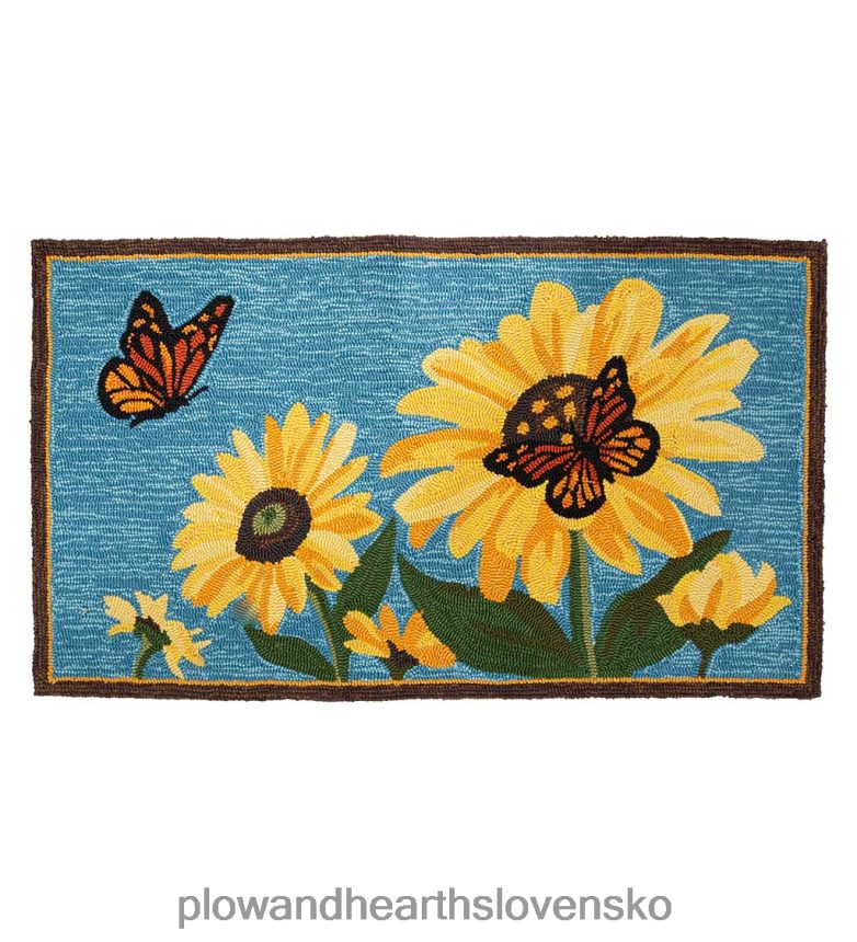 Plow & Hearth Vnútorný/vonkajší koberček so slnečnicou a motýľovými háčikmi 6P208P361 dvor a záhrada