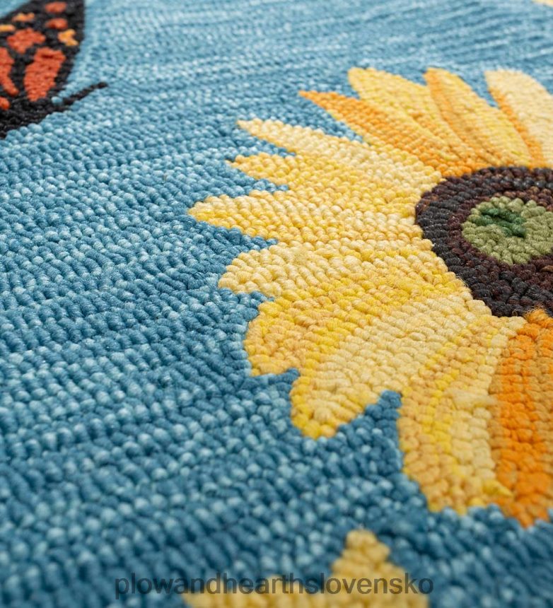 Plow & Hearth Vnútorný/vonkajší koberček so slnečnicou a motýľovými háčikmi 6P208P361 dvor a záhrada