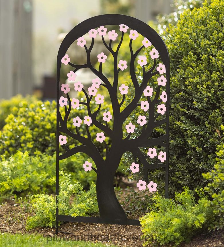 Plow & Hearth farebná kovová čerešňová záhradná mriežka 6P208P309 dvor a záhrada