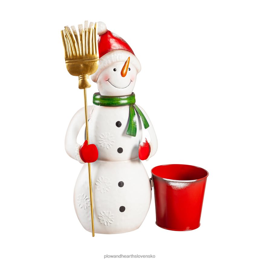 Plow & Hearth kovový bambulový snehuliak s kvetináčom 6P208P125 dvor a záhrada