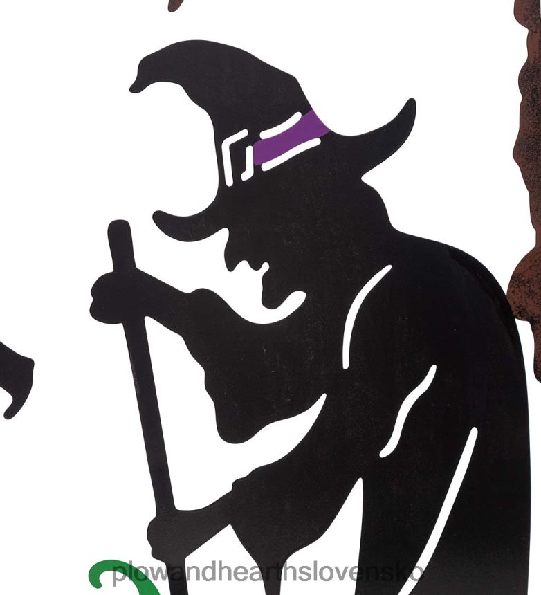 Plow & Hearth kovové halloweenske treláže v dizajne čarodejníc a strašidelných domov - strašidelný dom 6P208P203 dvor a záhrada