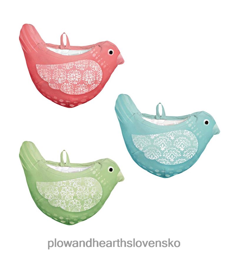 Plow & Hearth náladové vtáčie látkové kvetináče, sada 3 kusov 6P208P188 dvor a záhrada