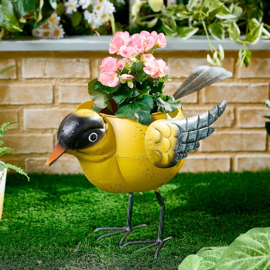 Plow & Hearth nadrozmerný stojaci záhradný kvetináč - modrá sojka 6P208P280 dvor a záhrada