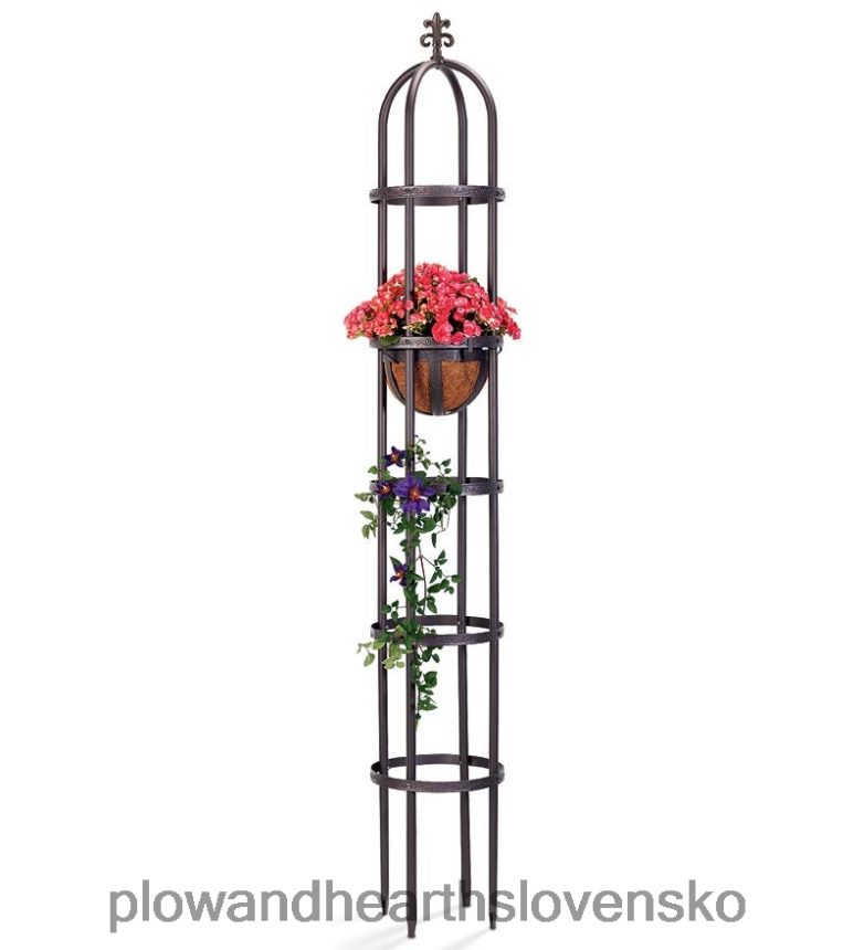 Plow & Hearth oceľové záhradné obelisky s práškovým nástrekom a kvetináč 6P208P59 dvor a záhrada