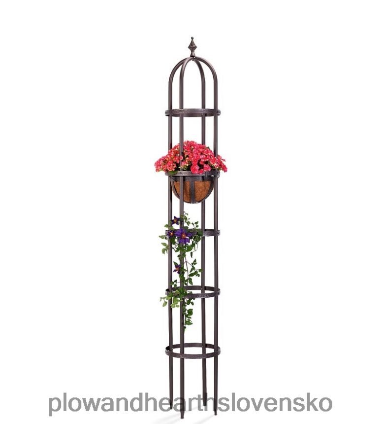 Plow & Hearth oceľové záhradné obelisky s práškovým nástrekom a kvetináč 6P208P59 dvor a záhrada