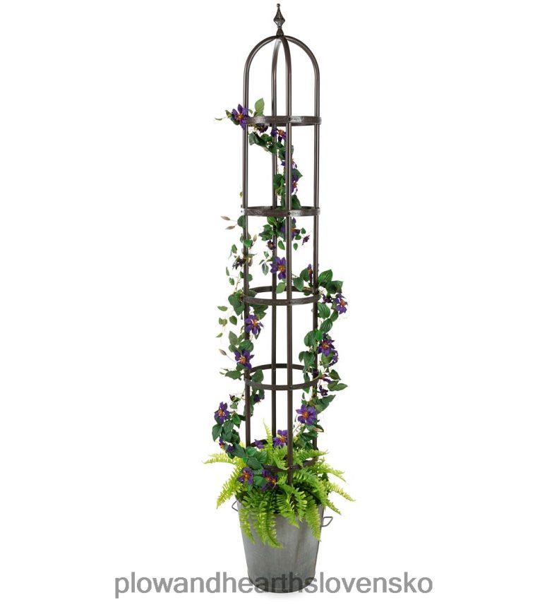 Plow & Hearth oceľové záhradné obelisky s práškovým nástrekom a kvetináč 6P208P59 dvor a záhrada