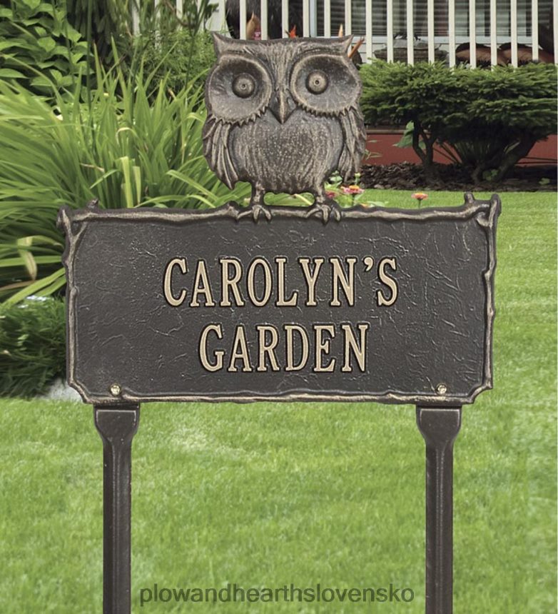 Plow & Hearth personalizovaný liaty hliníkový znak sovy - bronz 6P208P64 dvor a záhrada