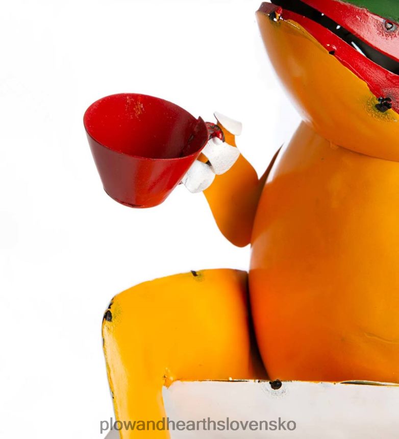 Plow & Hearth recyklovaný kov kávová žaba záhradné umenie 6P208P81 dvor a záhrada