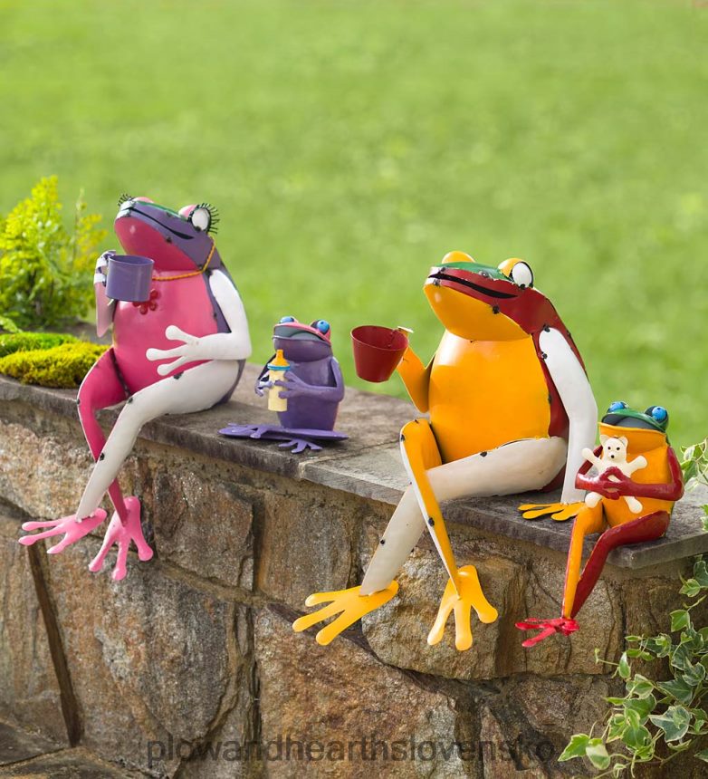 Plow & Hearth recyklovaný kov kávová žaba záhradné umenie 6P208P81 dvor a záhrada