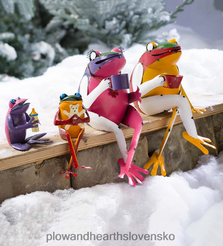 Plow & Hearth recyklované kovové záhradné umenie čajovej žaby 6P208P68 dvor a záhrada