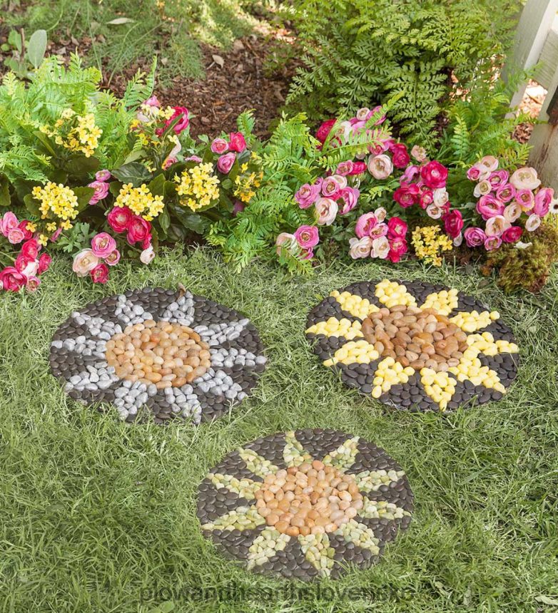 Plow & Hearth slnečnicové nášľapné kamene, sada 3 ks 6P208P136 dvor a záhrada