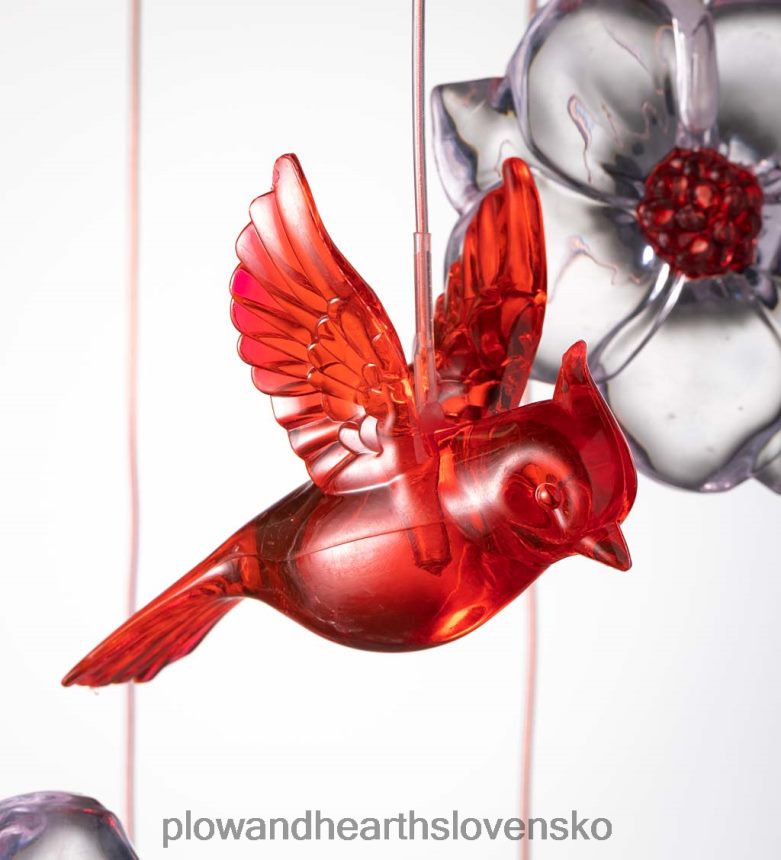 Plow & Hearth solárny mobil meniaci farbu s kardinálmi a kvetmi 6P208P303 dvor a záhrada