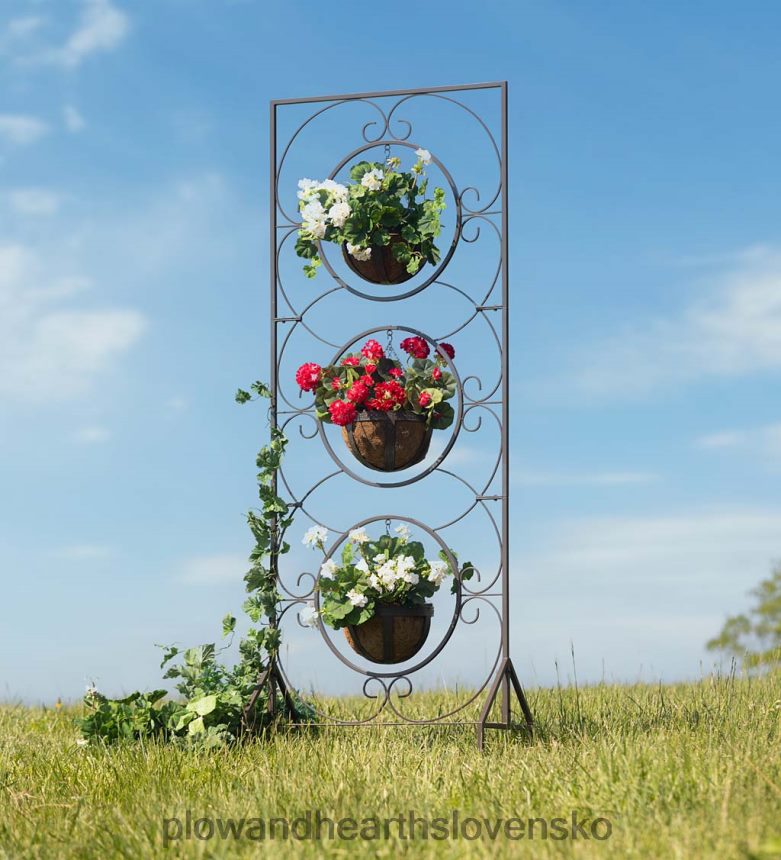 Plow & Hearth trojitý kvetináč kovová záhradná mreža 6P208P238 dvor a záhrada