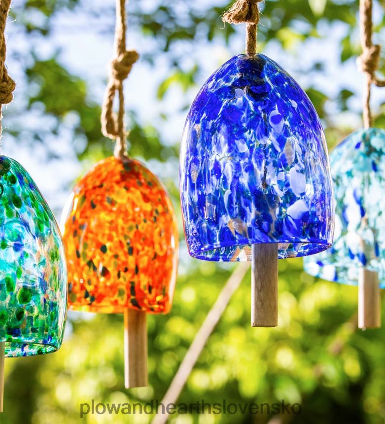 Plow & Hearth umelecký sklenený záhradný zvonček - modrý 6P208P120 dvor a záhrada