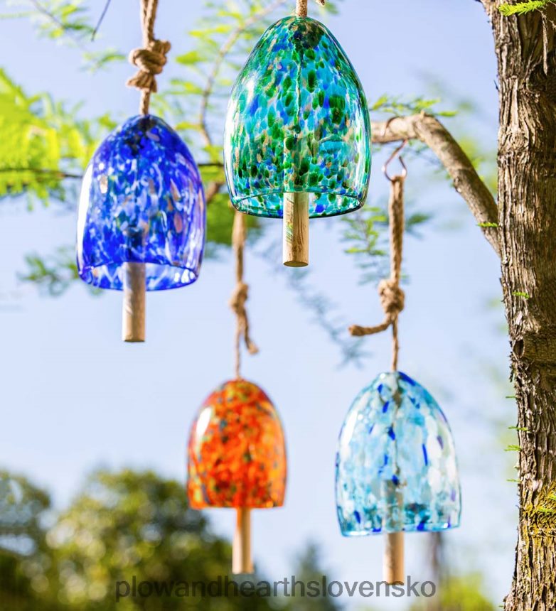 Plow & Hearth umelecký sklenený záhradný zvonček - modrý 6P208P120 dvor a záhrada
