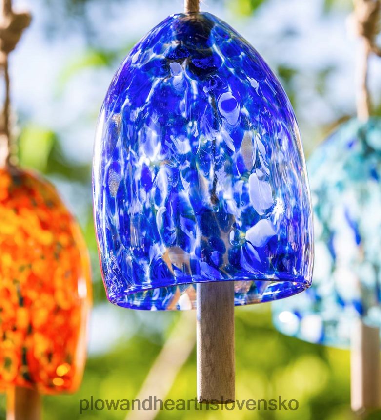 Plow & Hearth umelecký sklenený záhradný zvonček - modrý 6P208P120 dvor a záhrada