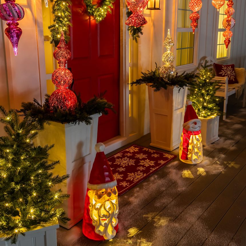 Plow & Hearth vnútorná/vonkajšia nerozbitná osvetlená veľká záverečná vírivá ozdoba 6P208P82 dvor a záhrada