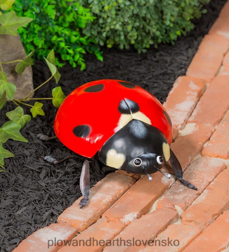 Plow & Hearth vyrobená kovová lienka 6P208P233 dvor a záhrada