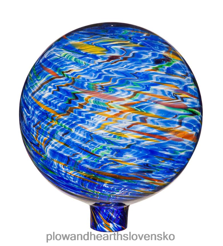 Plow & Hearth umelecká sklenená vírivá guľa so stojanom - kráľovská modrá 6P208P313 dvor a záhrada