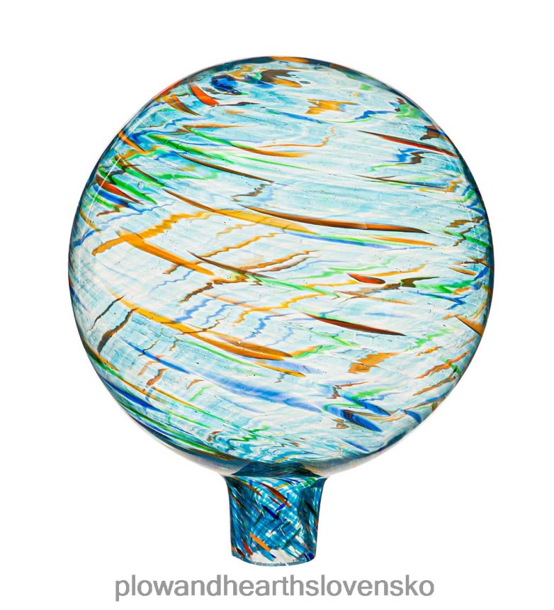 Plow & Hearth umelecká sklenená vírivá guľa so stojanom - kráľovská modrá 6P208P313 dvor a záhrada
