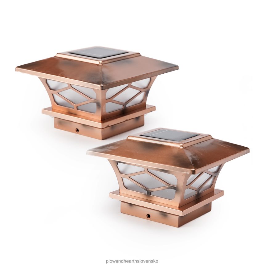 Plow & Hearth Klasické kryty stĺpikov solárneho svetla v štýle misie, sada 2 ks - medené 6P208P482 dvor a záhrada