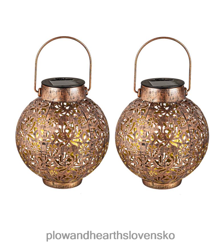Plow & Hearth mini výrezové solárne lampy, sada 2 ks - bronz 6P208P484 dvor a záhrada