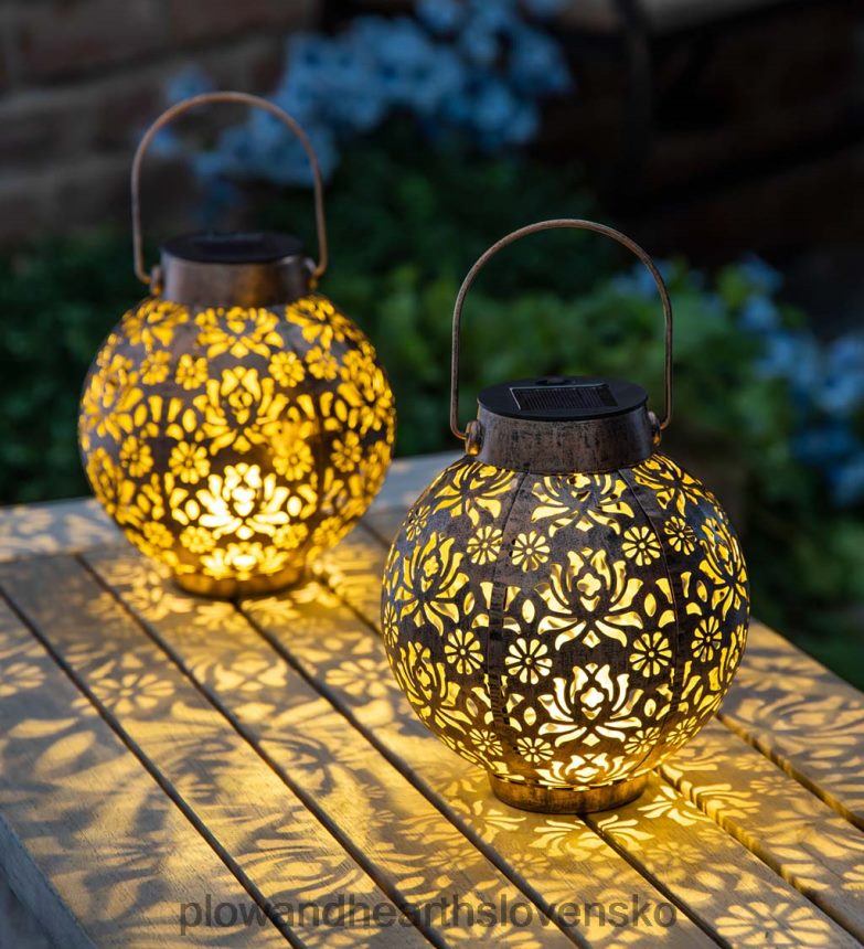 Plow & Hearth mini výrezové solárne lampy, sada 2 ks - bronz 6P208P484 dvor a záhrada