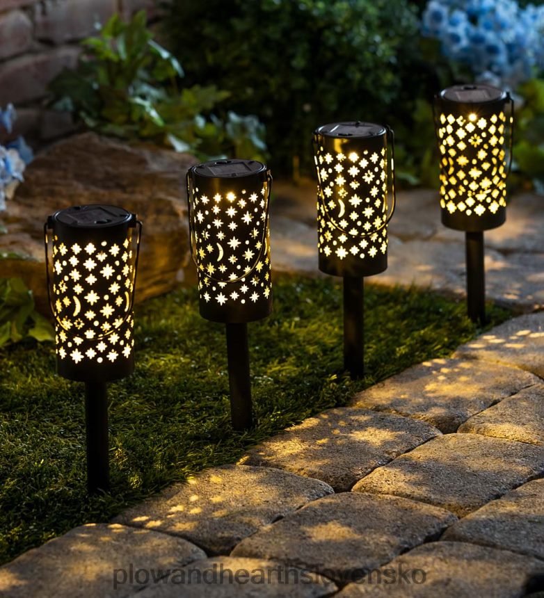 Plow & Hearth nebeské slnečné LED cestné svetlá s tieňom, sada 6 kusov 6P208P462 dvor a záhrada