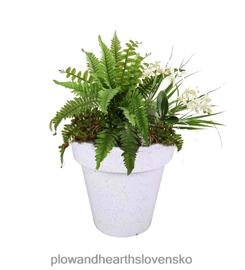 Plow & Hearth sklolaminátový vonkajší kvetináč so solárnymi svetlami - terakota 6P208P483 dvor a záhrada