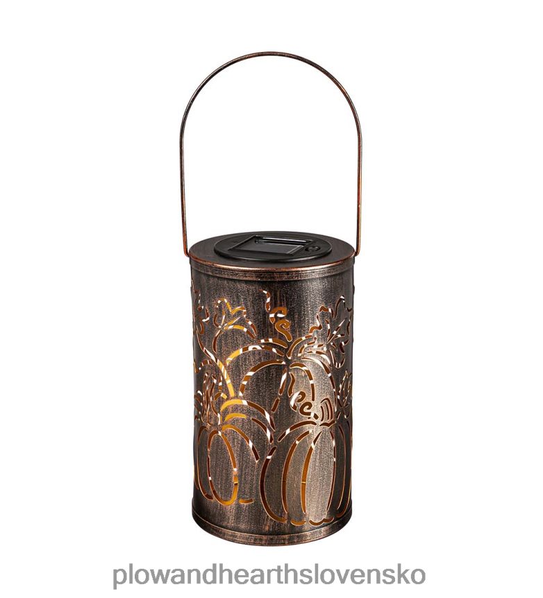 Plow & Hearth solárny olej potretý bronzom vystrihnutý lampáš - tekvica 6P208P475 dvor a záhrada