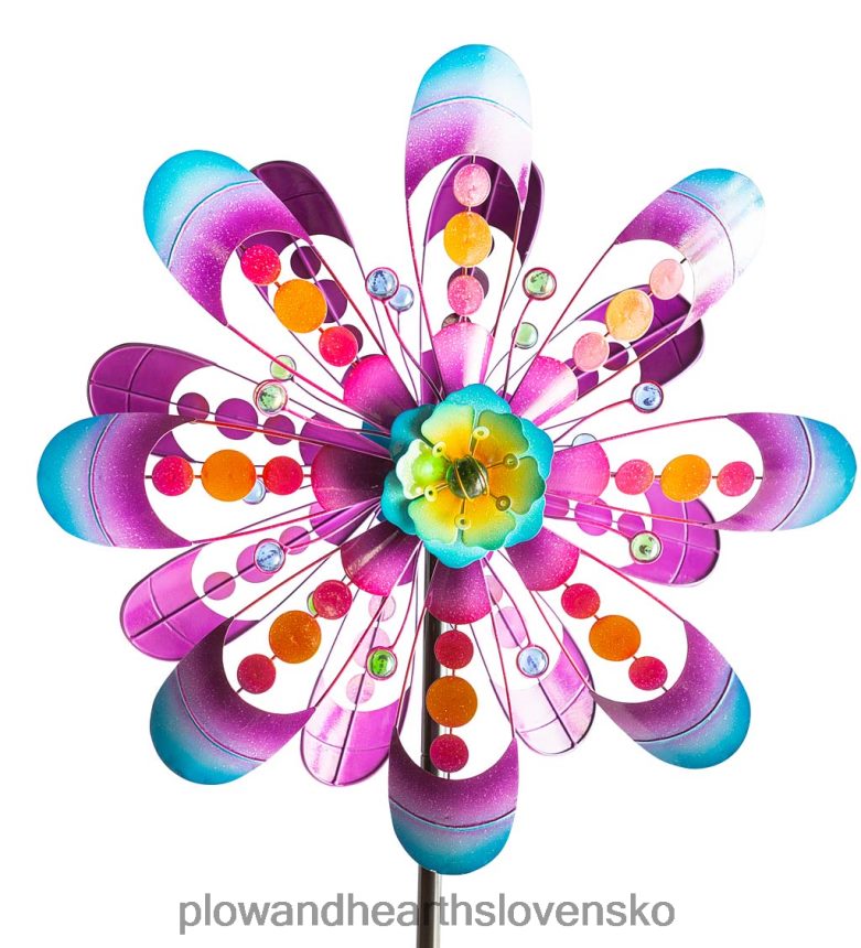 Plow & Hearth šperk bubliny kovová veterná vrtuľa - fialová 6P208P357 dvor a záhrada