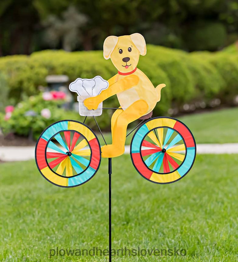 Plow & Hearth pes na veternej vrtuli na bicykli 6P208P319 dvor a záhrada