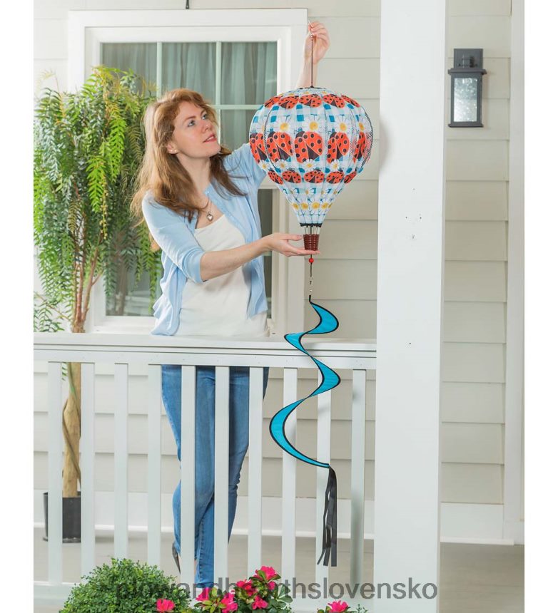 Plow & Hearth skladacia balónová veterná vrtuľa so špirálovým chvostom - citrónová pléd 6P208P152 dvor a záhrada