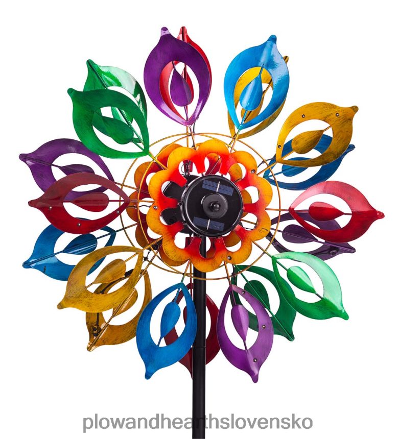 Plow & Hearth viacfarebný kvet ľalie solárne osvetlená kovová veterná vrtuľa - multi 6P208P345 dvor a záhrada
