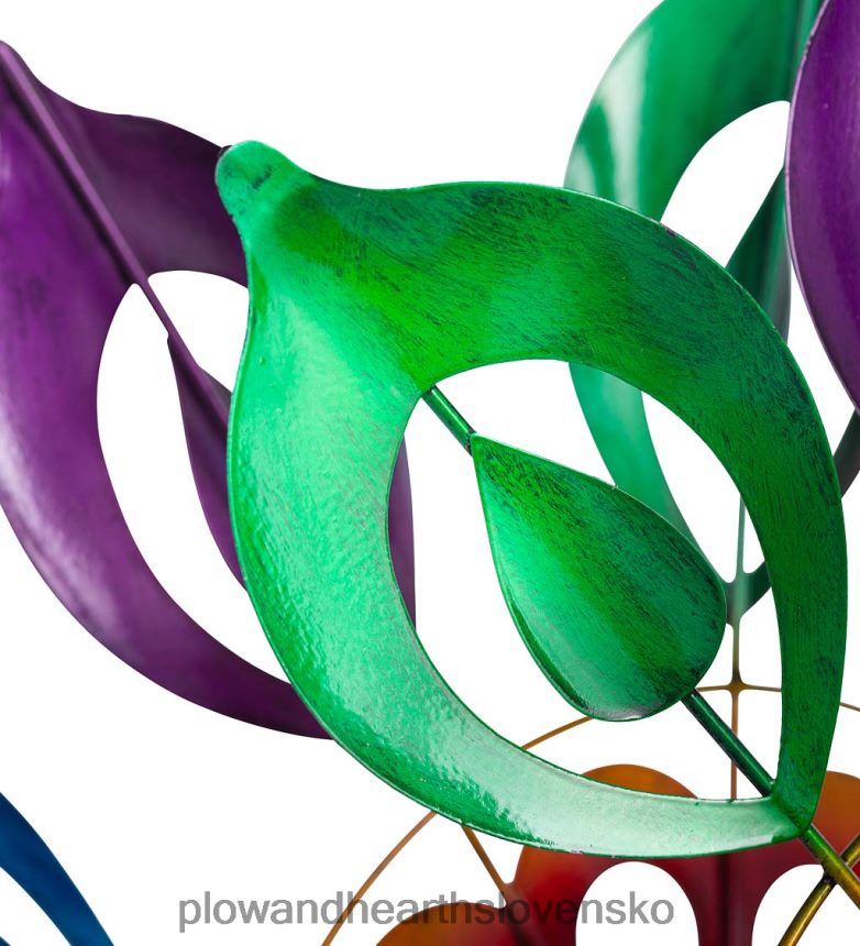 Plow & Hearth viacfarebný kvet ľalie solárne osvetlená kovová veterná vrtuľa - multi 6P208P345 dvor a záhrada