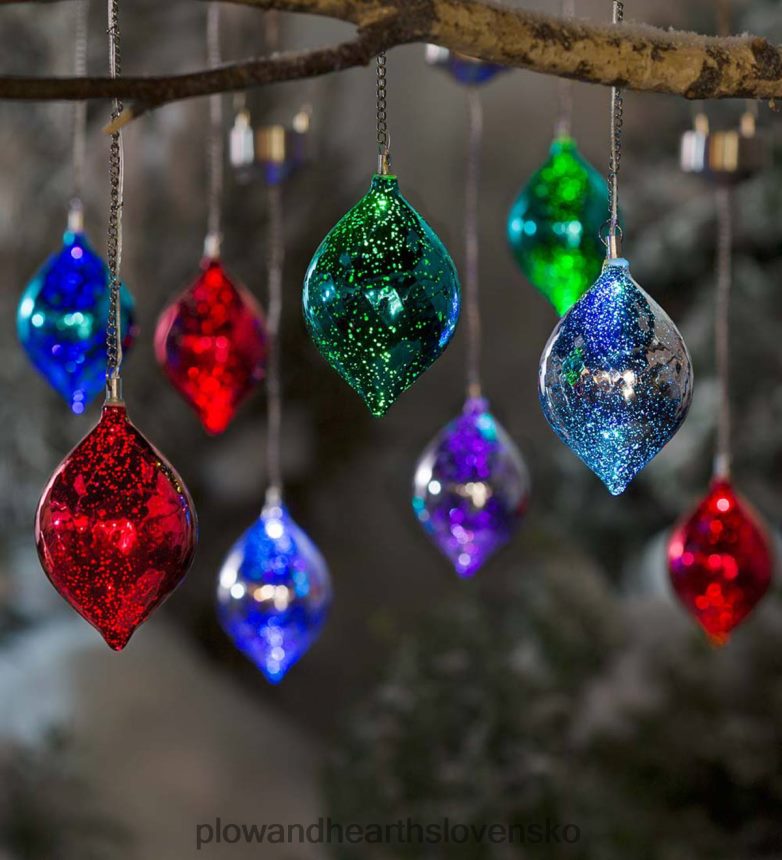 Plow & Hearth Ortuťové sklenené solárne ozdoby meniace farbu, sada 3 kusov 6P208P1 dvor a záhrada