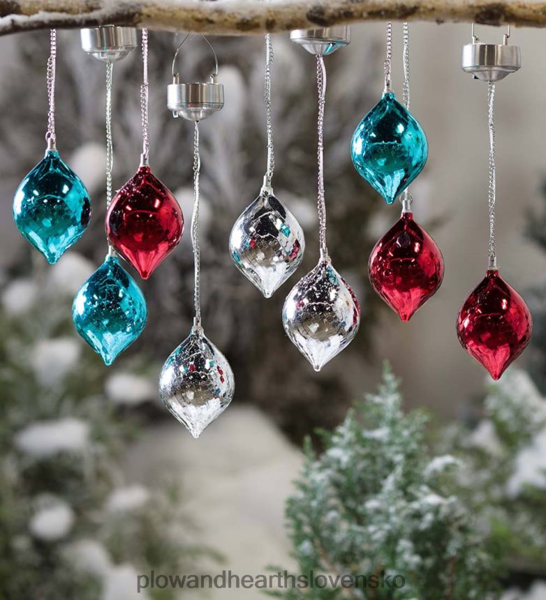 Plow & Hearth Ortuťové sklenené solárne ozdoby meniace farbu, sada 3 kusov 6P208P1 dvor a záhrada