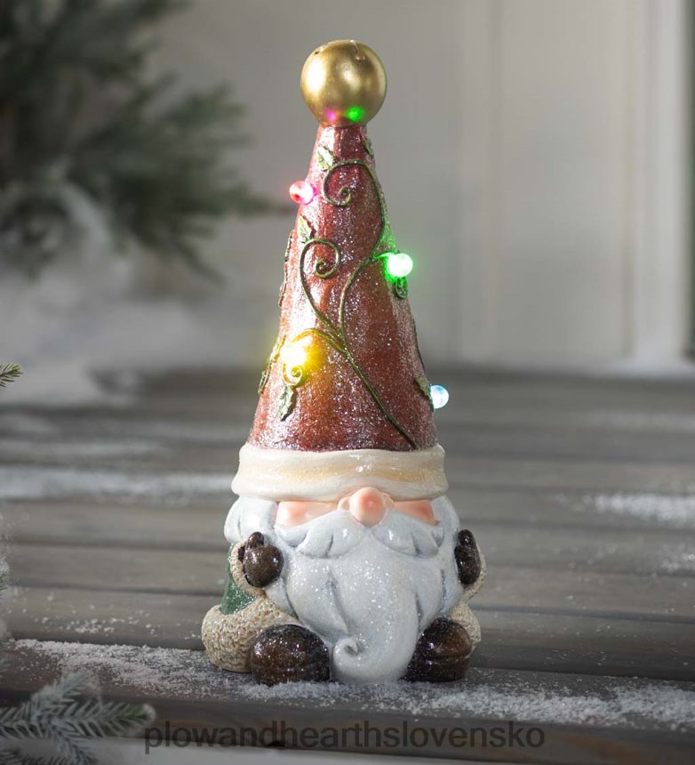 Plow & Hearth osvetlená socha záhradného trpaslíka 6P208P14 dvor a záhrada