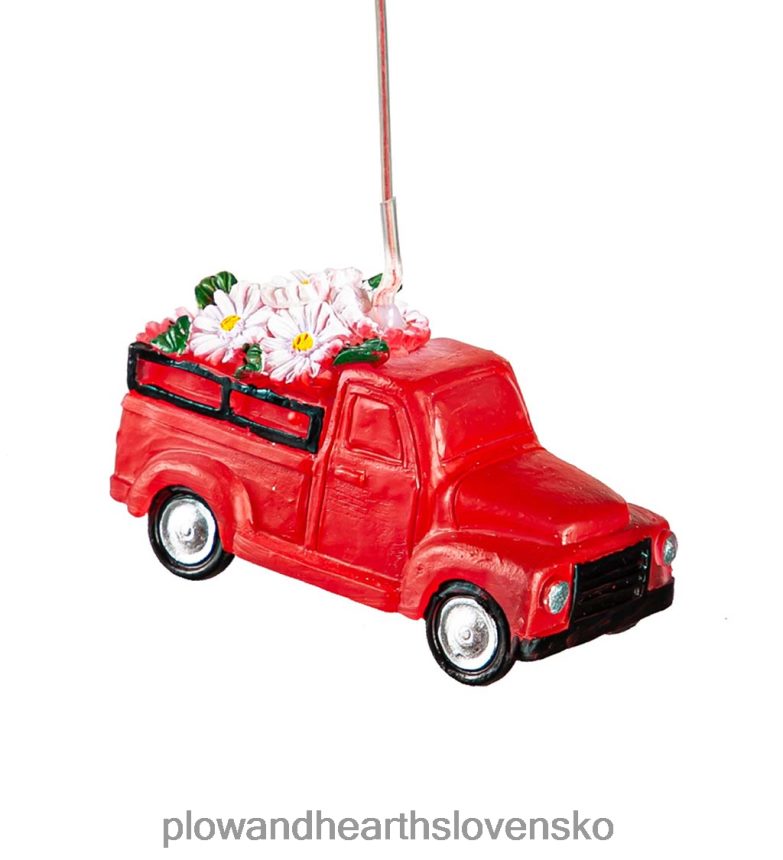 Plow & Hearth solárny mobil meniaci farbu červeného nákladného auta 6P208P41 dvor a záhrada