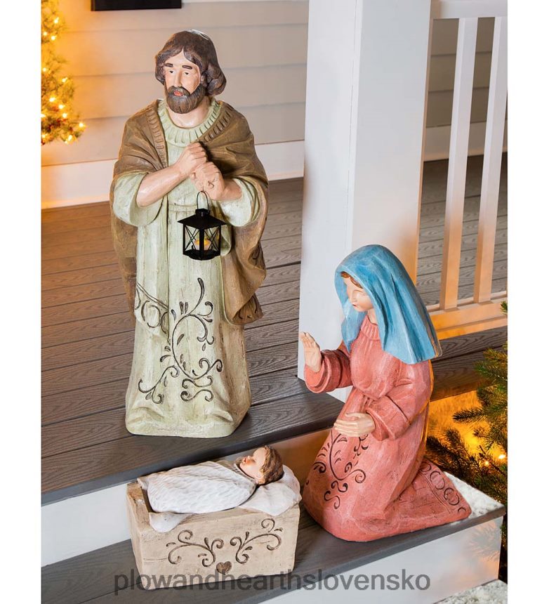 Plow & Hearth veľké záhradné sochy slnečného betlehema, sada 3 ks 6P208P28 dvor a záhrada