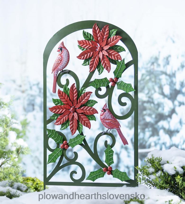Plow & Hearth vianočná hviezda a kardinálna kovová záhradná mreža 6P208P8 dvor a záhrada