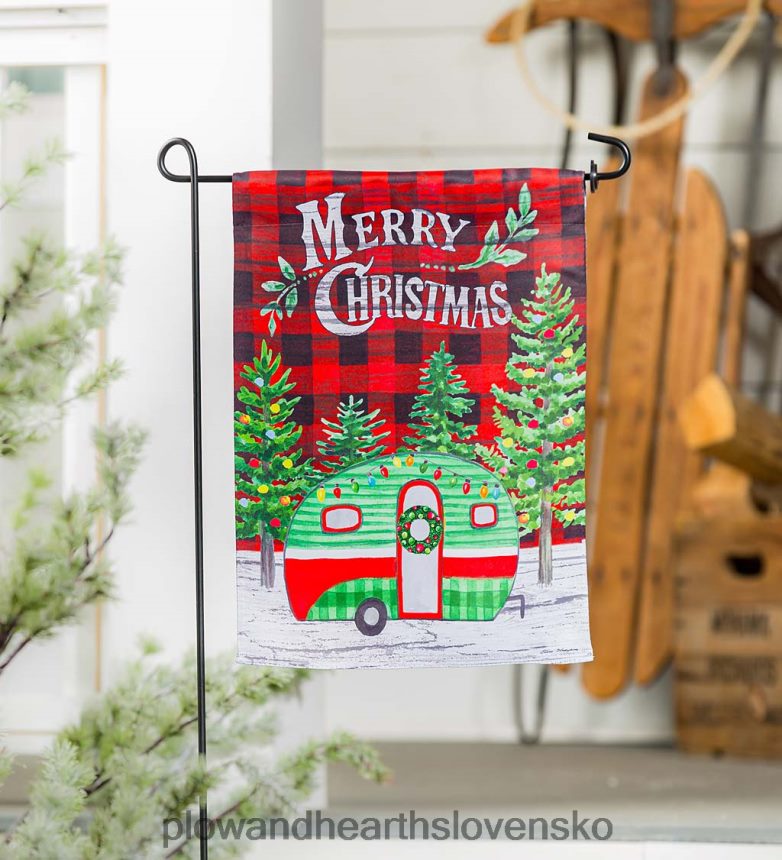 Plow & Hearth vianočný táborník semiš záhradná vlajka 6P208P55 dvor a záhrada